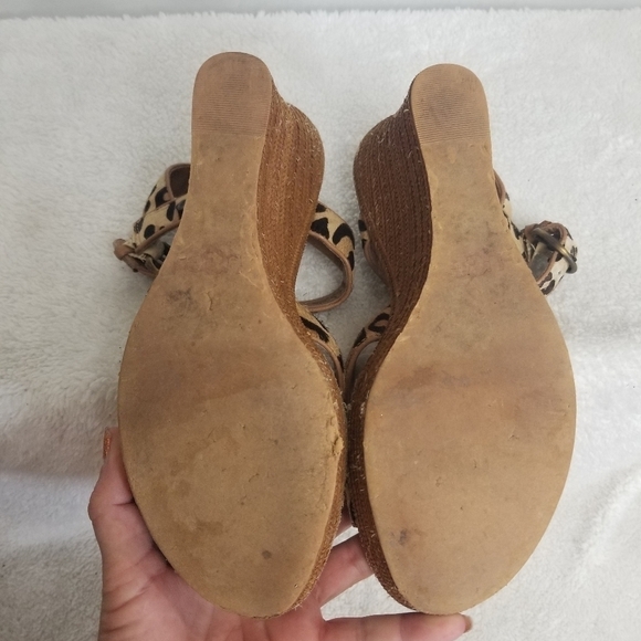 UGG Calf Hair Leopard/Cheetah Jazmine Sandal Wedge Espidrille Heels - Picture 9 of 11